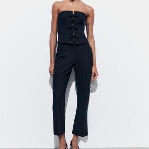 BRAND NEW BLACK ZARA STRAPLESS BOW JUMPSUIT SIZE SMALL